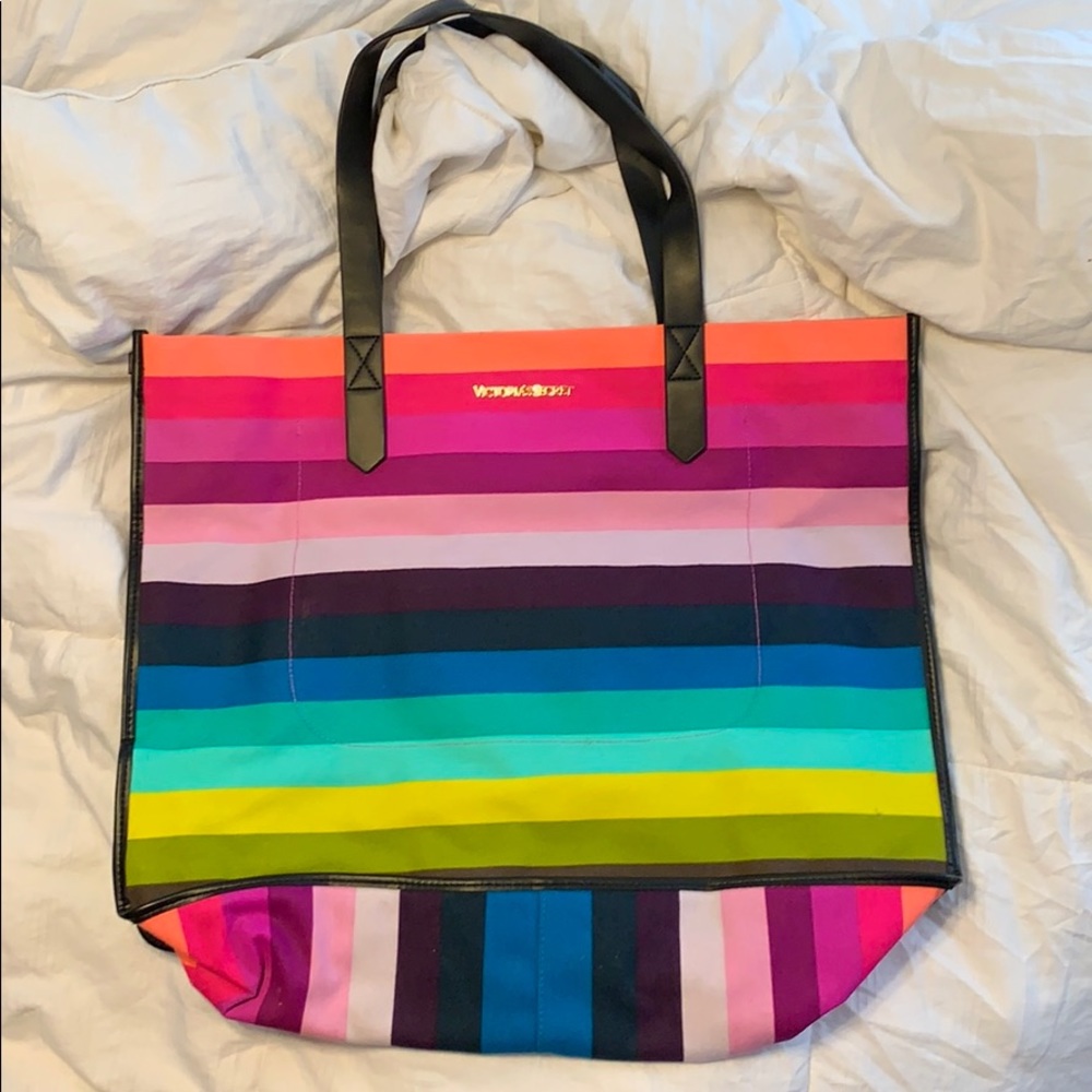 NWOT. Victoria’s Secret rainbow colored tote.